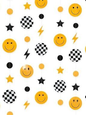 Black Yellow Party Garland Banner Lightning Star Birthday Baby Shower Decor
